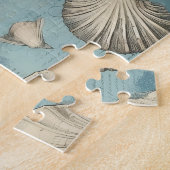Mooie  zeeschelpen in blauw legpuzzel (Zijkant)