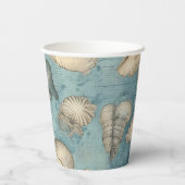 Mooie zeeschelpen in blauw papieren bekers (Achterkant)