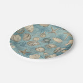 Mooie  zeeschelpen in blauw papieren bordje (Gekanteld)