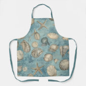 Mooie  zeeschelpen in blauw schort (Voorkant)