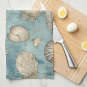 Mooie zeeschelpen in blauw theedoek (Quarter Fold)