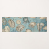 Mooie zeeschelpen in blauw yogamat (Achterkant (horizontaal))