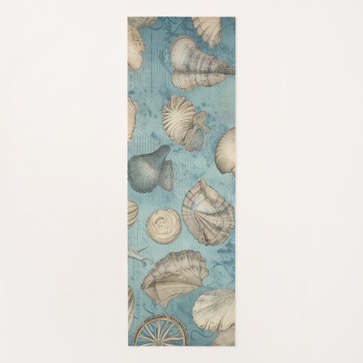 Mooie zeeschelpen in blauw yogamat (Voorkant)
