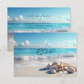 Mooie zeeschelpen Zeester Strand Huwelijk  RSVP Kaartje (Voorkant / Achterkant)