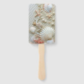 Mooie zeeschelpen zeesterren parels strand handwaaier (Achterkant)