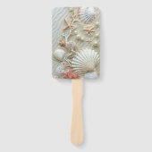 Mooie zeeschelpen zeesterren parels strand handwaaier (Voorkant)