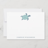 Mooie zeeschildpad in blauw gepersonaliseerd brief bedankkaart (Voorkant)