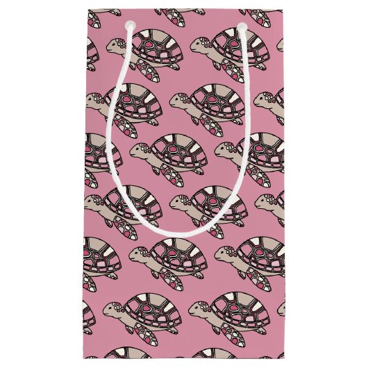 Mooie zeeschildpad roze klein cadeauzakje (Voorkant)