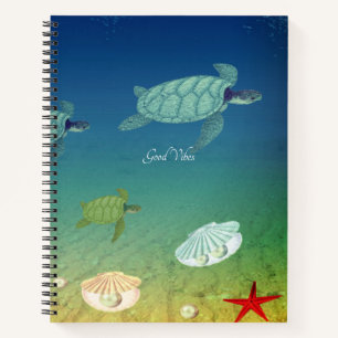 Mooie zeeschildpadden en schelpen notitieboek