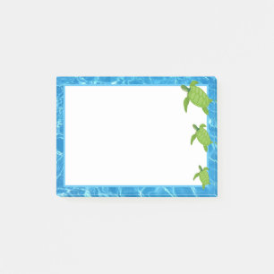 Mooie zeeschildpadden en waterlijst post-it® notes