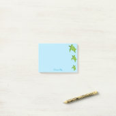 Mooie Zeeschildpadden & Kalligrafie op Lichtblauw Post-it® Notes (Op bureau)