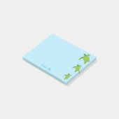 Mooie Zeeschildpadden & Kalligrafie op Lichtblauw Post-it® Notes (Schuin)