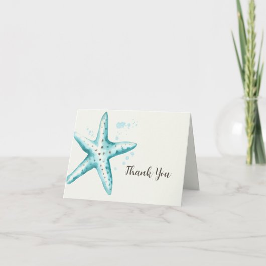 Mooie Zeester Aqua Waterverf Bruiloftsdouche Bedankkaart