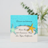 Mooie Zeester Summer Strand Bruilofts Uitnodigings Kaart (Staand voorkant)