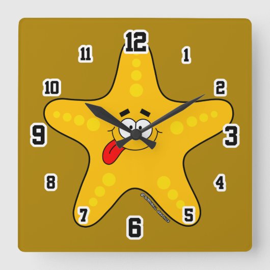 Mooie Zeester Wall Clock Vierkante Klok (Voorkant)