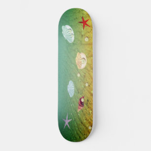 Mooie zeesterren en oesterschelpen met parels persoonlijk skateboard