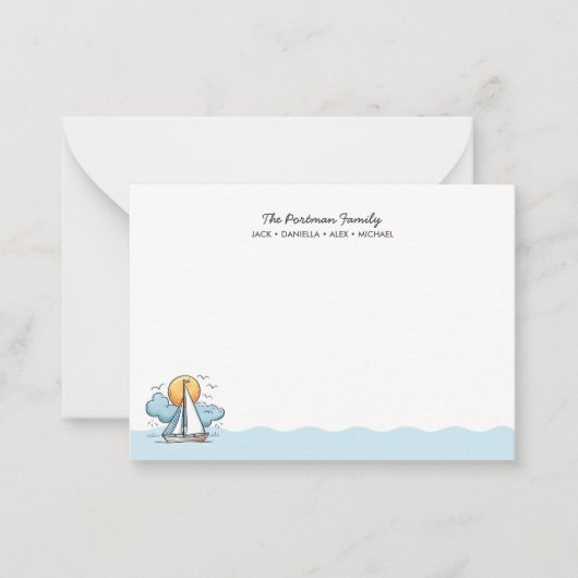 MOOIE ZEEWAARDIGE ZILBOOT FAMILIEKAARTEN NOTITIEKAARTJE (Voorkant)