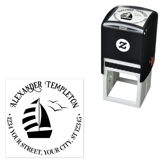 Mooie zeilboot #2 Naam zeevaart retouradres Zelfinktende Stempel (In situ)