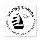 Mooie zeilboot #2 Naam zeevaart retouradres Zelfinktende Stempel (Design)