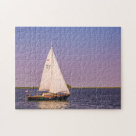 Mooie zeilboot bij zonsondergang, Nederland Legpuzzel