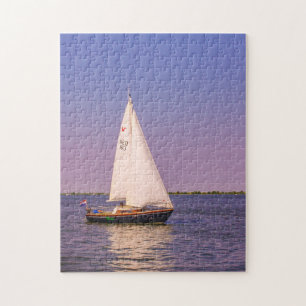 Mooie zeilboot bij zonsondergang, Nederland Legpuzzel