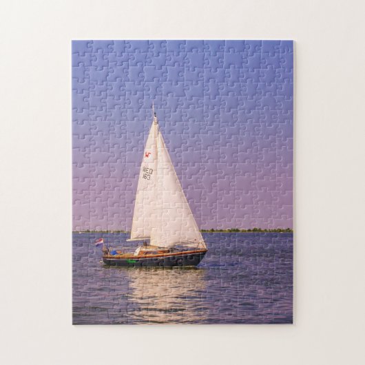 Mooie zeilboot bij zonsondergang, Nederland Legpuzzel (Verticaal)