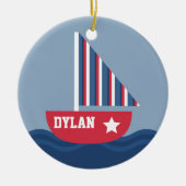 Mooie Zeilboot Maritiem Voor Kinderen Keramisch Ornament (Voorkant)