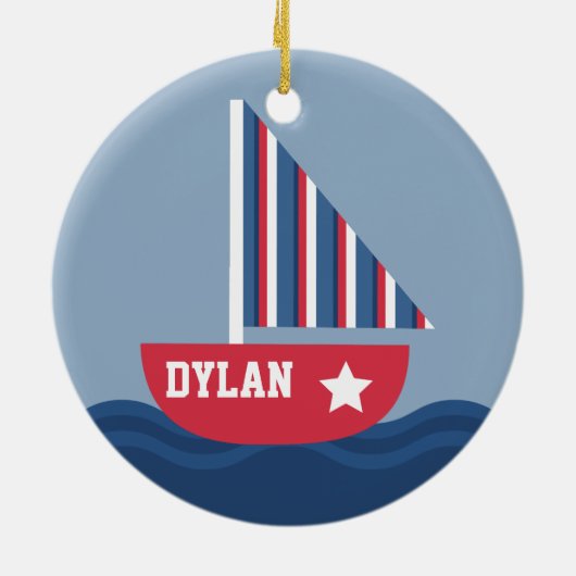 Mooie Zeilboot Maritiem Voor Kinderen Keramisch Ornament (Achterkant)