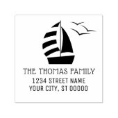 Mooie zeilboot nautische naam retouradres #2 zelfinktende stempel (Design)