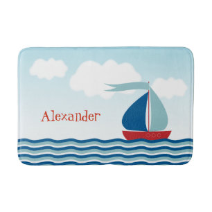 Mooie zeilboot op water, gepersonaliseerd maritiem badmat