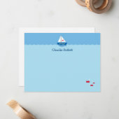 Mooie zeilboot voor kinderen notitiekaartje (Voorkant / Achterkant in situ)