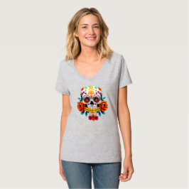 Mooie Zielen Suiker Schedel Roos Banner Kunst T-shirt
