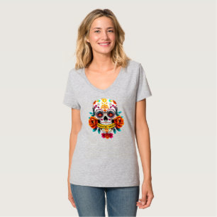 Mooie Zielen Suiker Schedel Roos Banner Kunst T-shirt