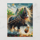 Mooie zigeuner Vanner trekken een kar van Shamrock Briefkaart (Voorkant)