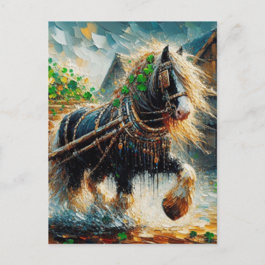 Mooie zigeuner Vanner trekken een kar van Shamrock Briefkaart (Voorkant)