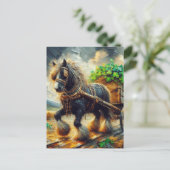 Mooie zigeuner Vanner trekken een kar van Shamrock Briefkaart (Staand voorkant)