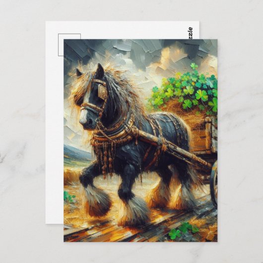 Mooie zigeuner Vanner trekken een kar van Shamrock Briefkaart (Voorkant / Achterkant)