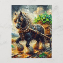 Mooie zigeuner Vanner trekken een kar van Shamrock Briefkaart