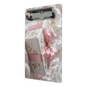 mooie zijden roze cadeau doos mini klembord (Angled2)