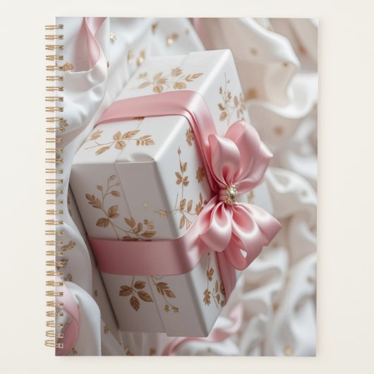 mooie zijden roze cadeau doos planner (Voorkant)