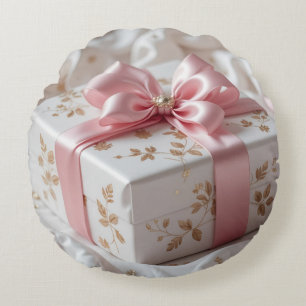mooie zijden roze cadeau doos rond kussen