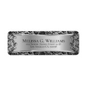 Mooie zilver en zwarte dampen en kant etiket (Voorkant)