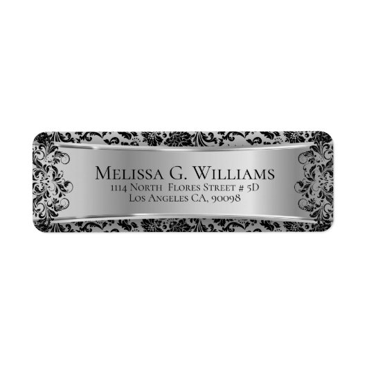 Mooie zilver en zwarte dampen en kant etiket (Voorkant)