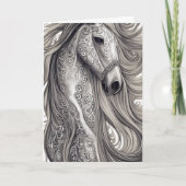 Mooie  Zilver Gray Horse Birthday Kaart (Voorkant)