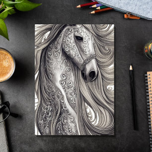 Mooie  Zilver Gray Horse Birthday Kaart