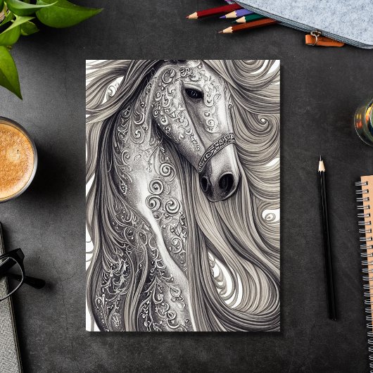 Mooie  Zilver Gray Horse Birthday Kaart