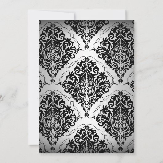 Mooie Zilver & Teal Damast Sweet 16 Uitnodiging (Achterkant)