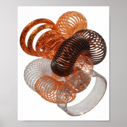 Mooie Zilveren ABSTRACTE KUNST Modeprint Poster (Voorkant)