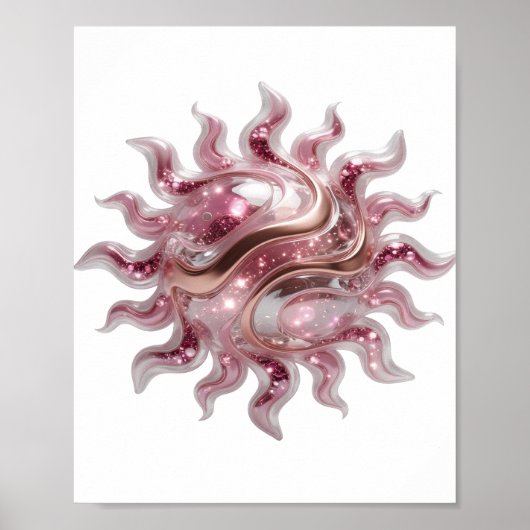 Mooie zilveren ABSTRACTE KUNST Modern ontwerp Poster (Voorkant)