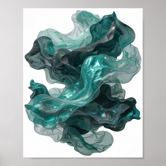 Mooie zilveren ABSTRACTE KUNST Poster (Voorkant)